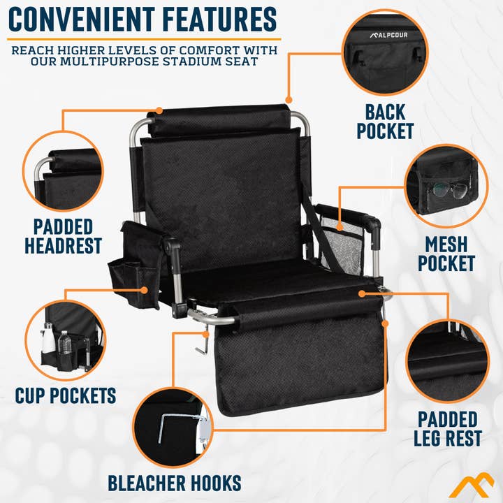 Alpcour - Vente Chaises pliantes - Siège de stade pliable Alpcour avec accoudoirs