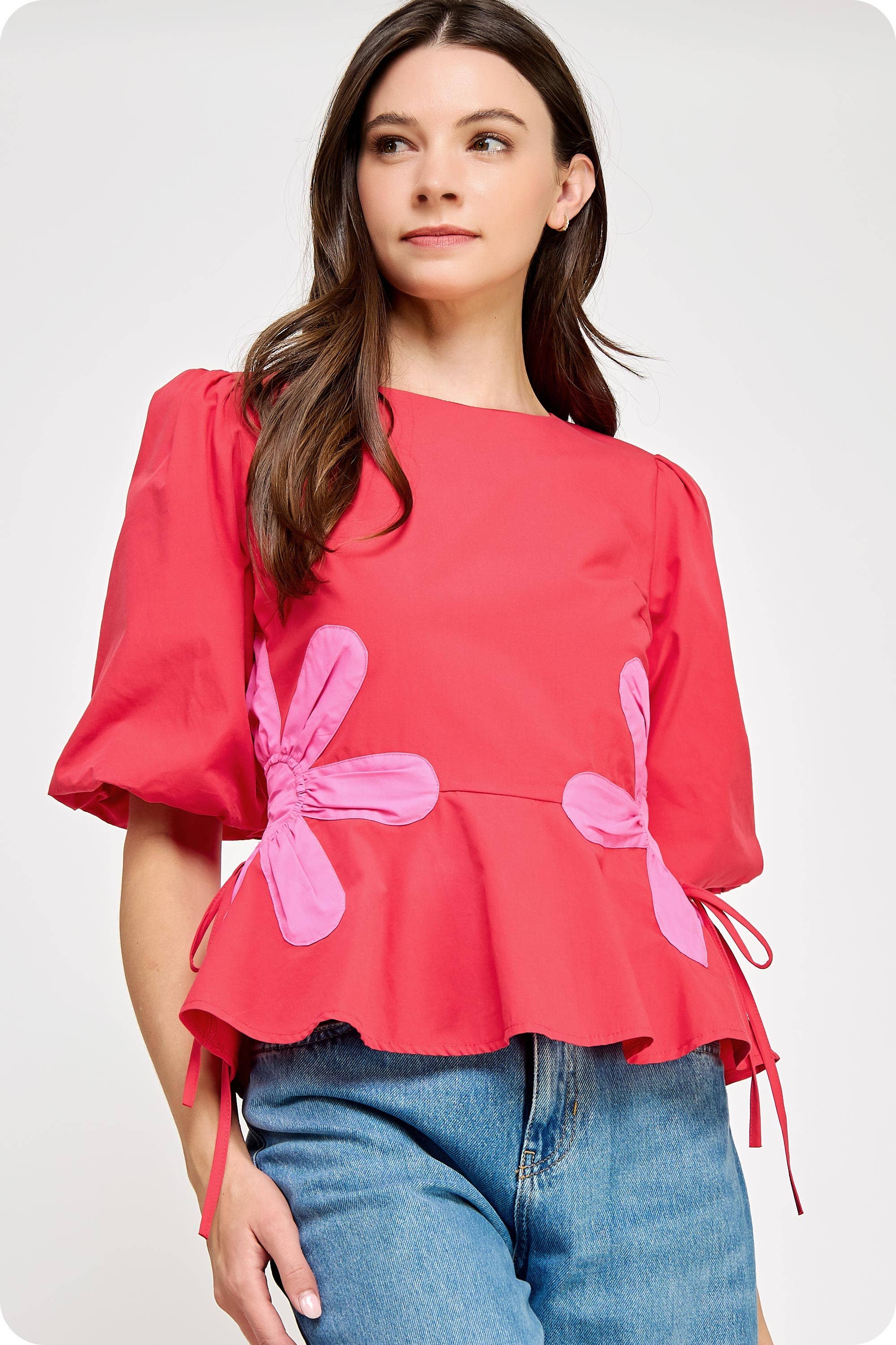 Strut & Bolt - Wholesale Blouse - Women's - Flower Color-Block Poplin Top13