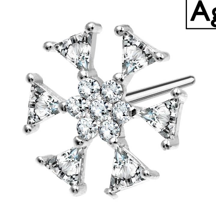 925 Silver Stud Earrings - Snowflake - POS-008 for wholesale by Awaken