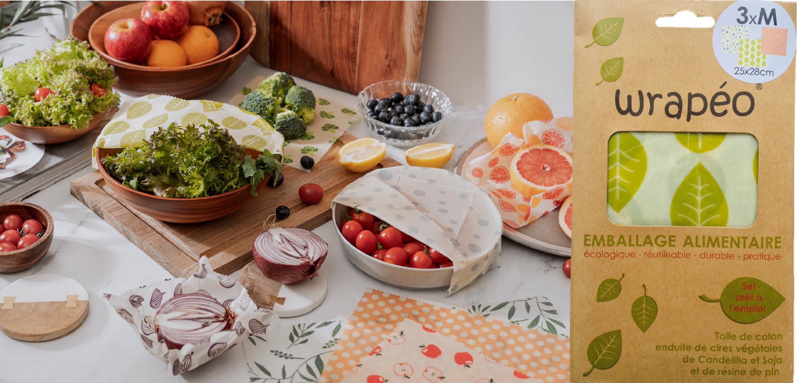 wrapéo - Wholesale Food Storage Wrap/Bag - wrapéo vegetable waxes - set of 3 M - wra0143311