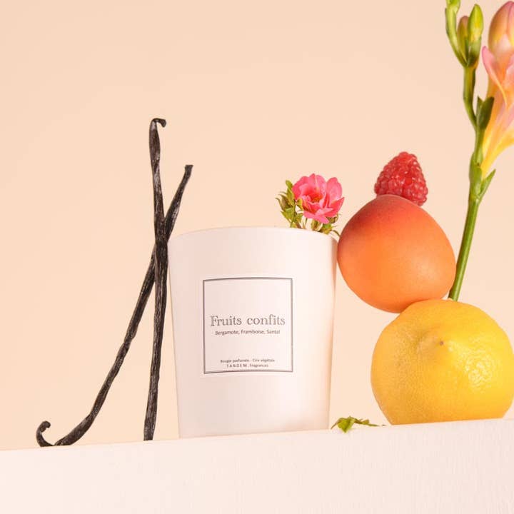 Candied fruit scented candle white glass and other Purchase Wholesale fruits confits. Free Returns & Net 60 Terms on Faire trending on Faire.