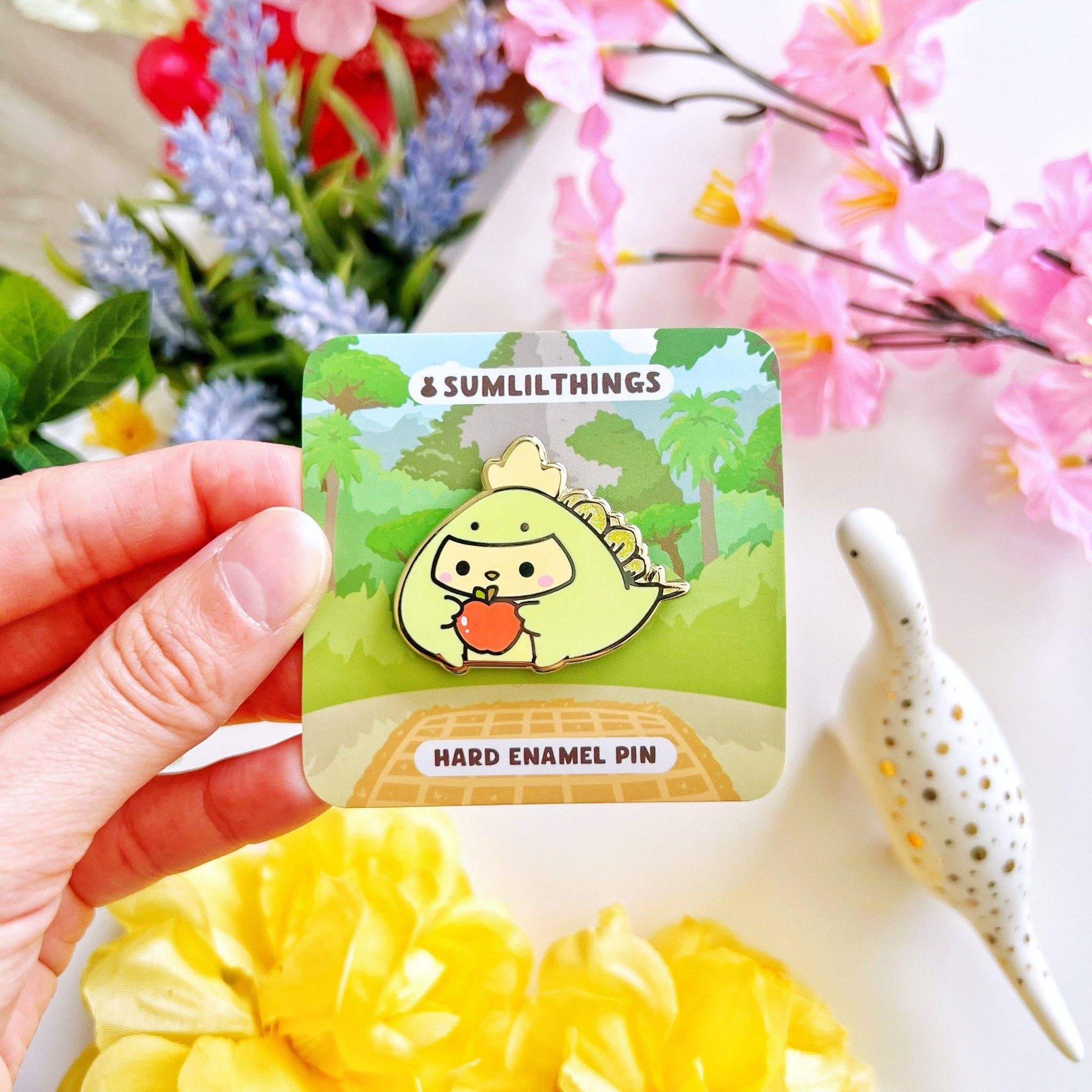 SumLilThings - Wholesale Lapel Pin/Button - Enamel Pin - Lil' Stegosaurus Cockatiel1