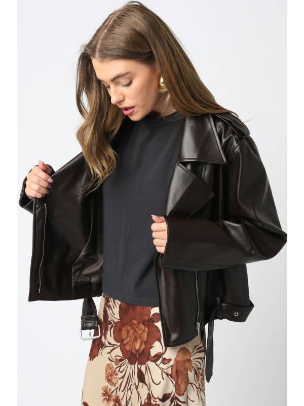 Olivaceous - Wholesale Jacket - Women's - Emery PU Jacket5