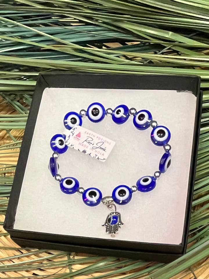 Pulsera Evil Eye azul y blanca para venta al por mayor de Earth Potions