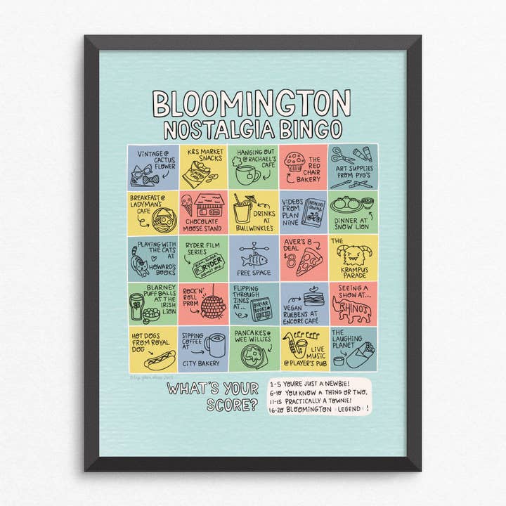 Bloomington Nostalgia Bingo Print for wholesale by By Jean Elise