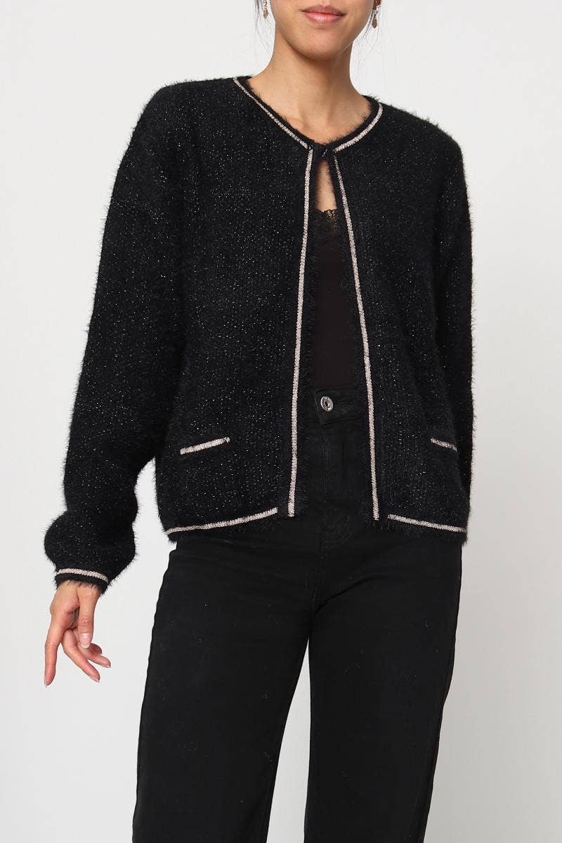 DIX-ONZE - Wholesale Cardigan - Women's - Open Cardigan with Contrasting Finishes – Chic & Comfort0