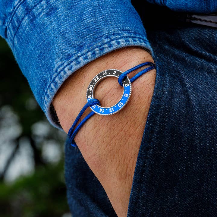 25 HOURS - Wholesale Woven/Braided Bracelet - Blue Black 243