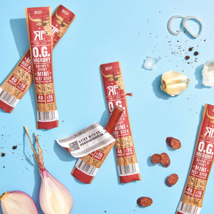 Righteous Felon Craft Jerky - Wholesale Jerky - MINI O.G. Hickory Beef Stick .5oz (24ct)1