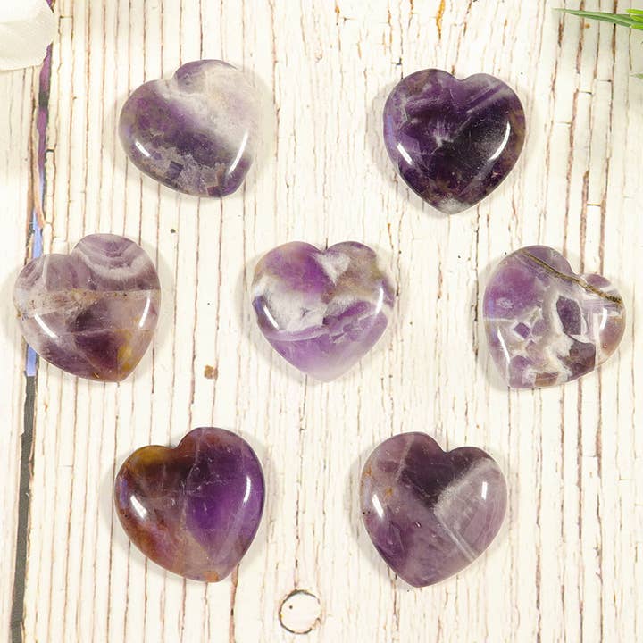 Natures Artifacts Inc - Wholesale Spiritual Stone/Crystal - Amethyst Heart Stones Mini - Amethyst Hearts1