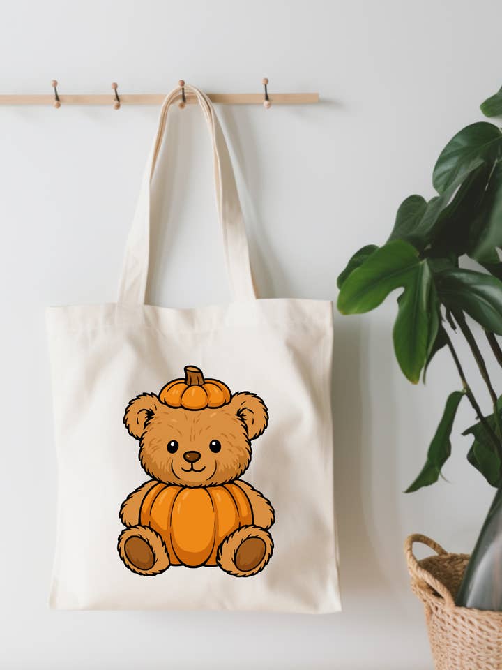 Pumpkin Teddy Bear Canvas Tote Bag for wholesale by EnchantingSunshine