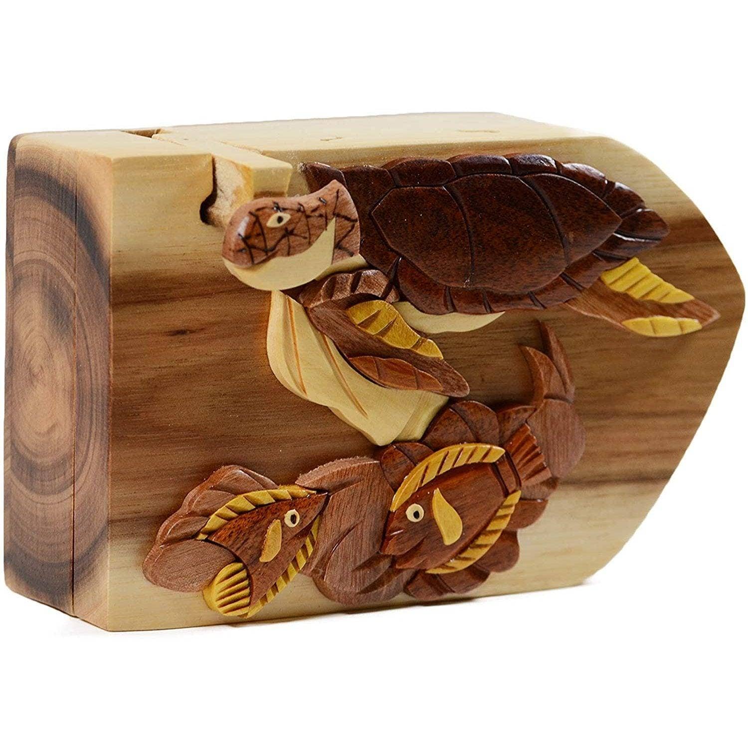 Carver Dan's – wholesale Decorative box – Sea Turtle & Reef Fish, Carver Dan's, hand-crafted gift box.1