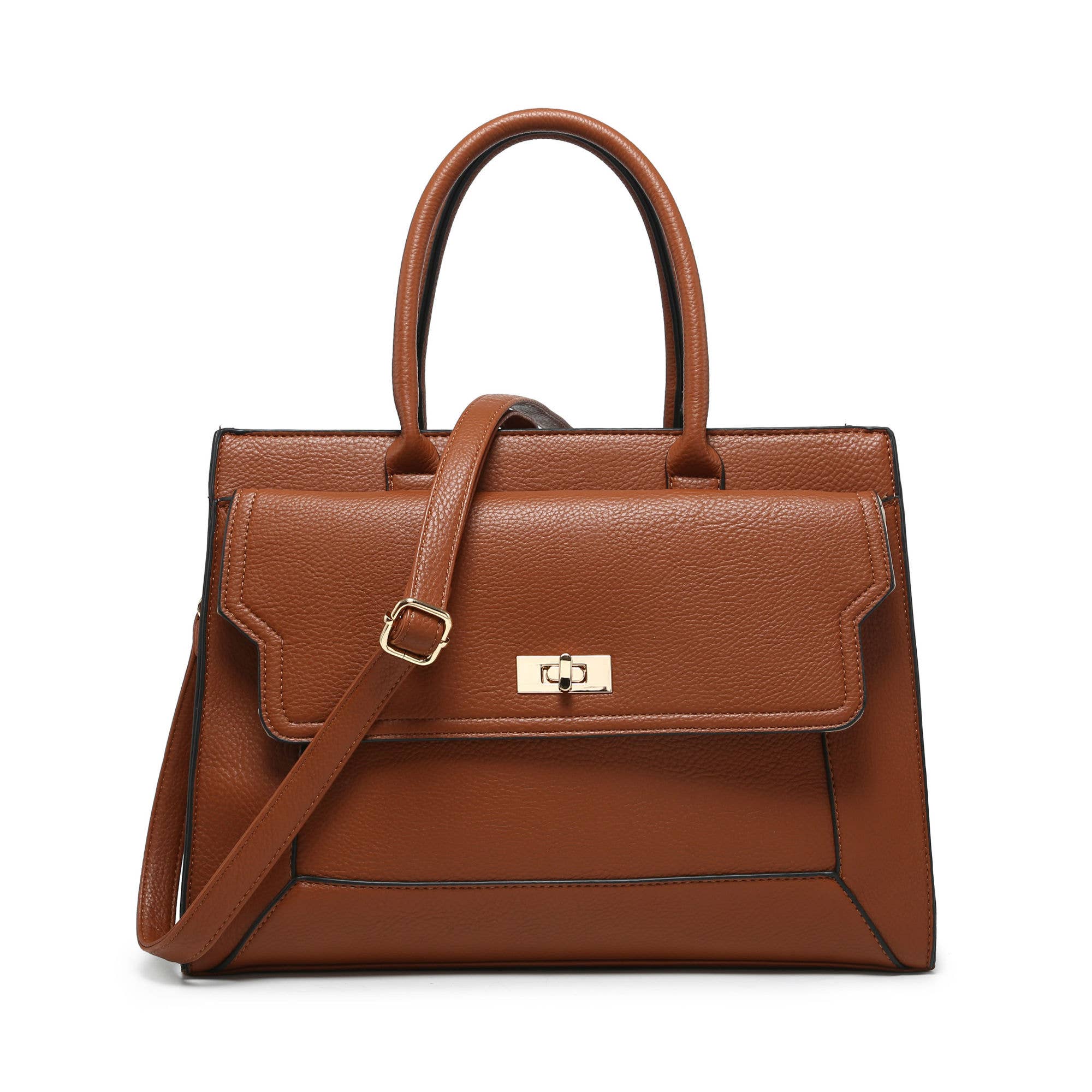 Papaya Fashion Ltd - Wholesale Tote Bag - Women's - B23031-Twist Lock Pocket Top Zipped Tote Handbag2