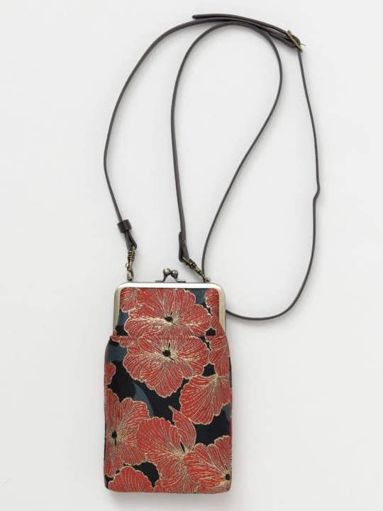 HANAYAKA - Sac à bandoulière Gamaguchi fleuri pour la vente par Ametsuchi by Amina Collection