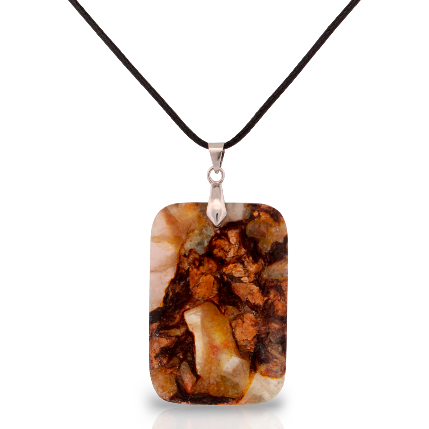 BESHEEK JEWELRY - Vente Colliers à pendentif - Pendentif rectangulaire en jaspe et bronzite à sédiments marins légers2