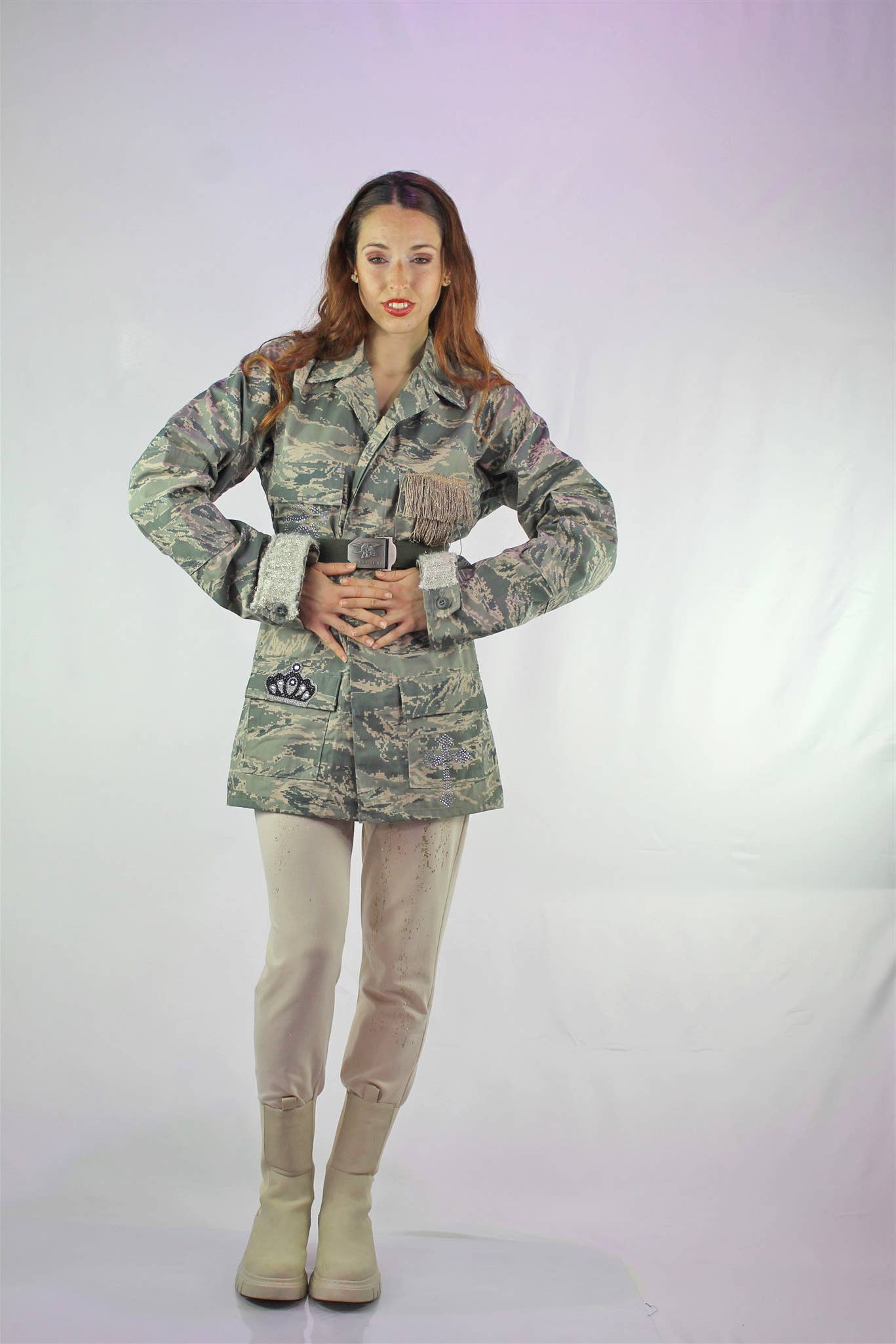 apiedinudinelparco - Wholesale Jacket - Women's - CAMO PATCH JACKET WITH FRINGES AND ANIMALIER UP-CYCLED GLITTER7