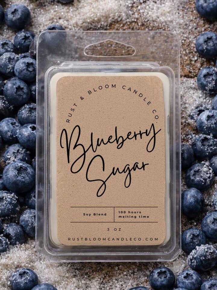 Blueberry Sugar Wax Bar 3 oz for wholesale by Rust & Bloom Candle Co