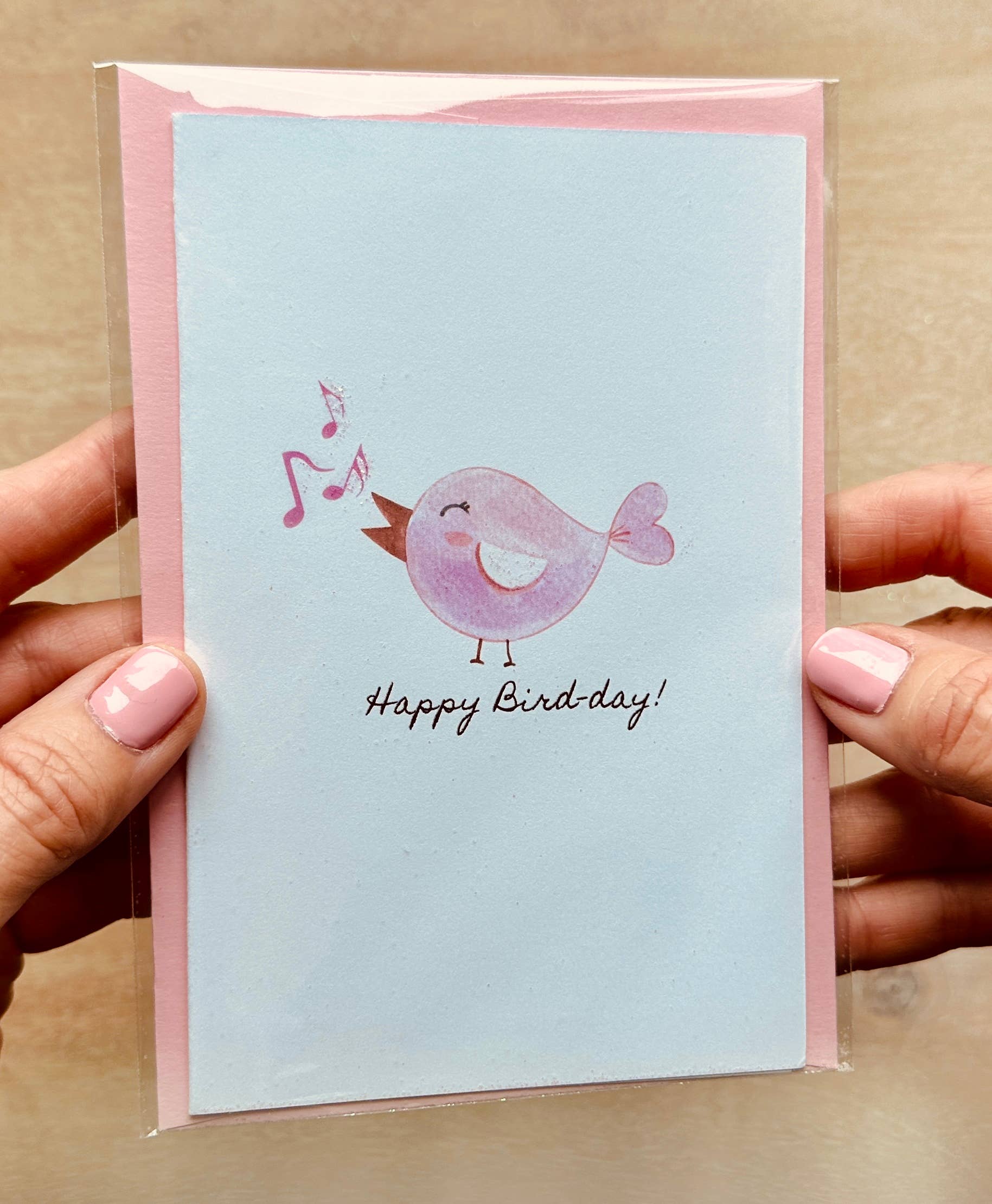 I Hart Pink Cards - Wholesale Birthday Card - Happy Bird-day!1