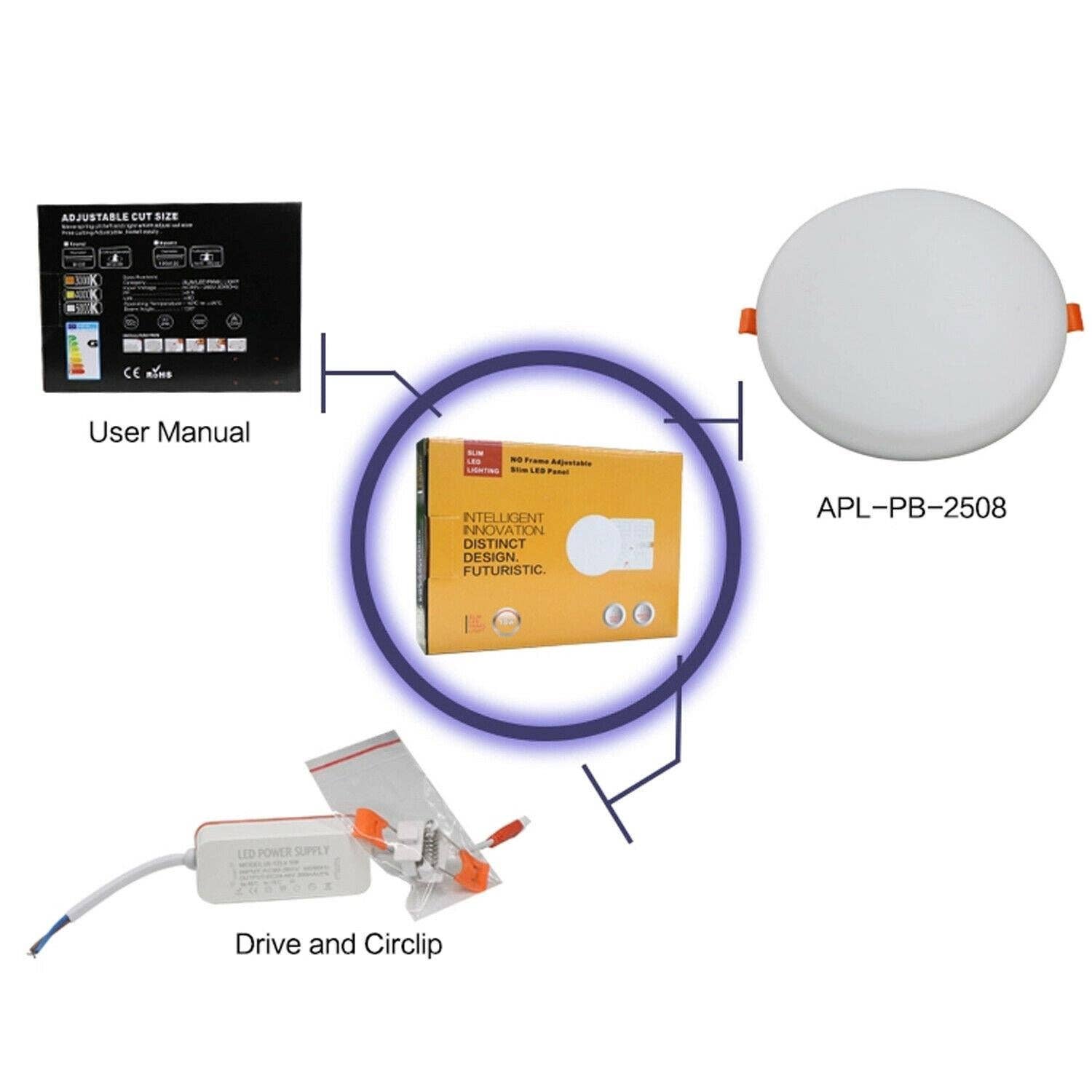 Ledsone – Candeeiro/lâmpada suspensa por atacado – Painel de Luz LED Redondo Embutido para Teto e Parede7