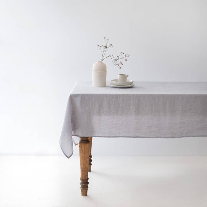 Light Grey Lightweight Linen Tablecloth for wholesale by Linen Tales (We cover U.S. import duties)