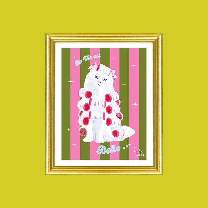Lucky Goods Paper - Wholesale Art Print - La Vie est Belle Kitty Portrait Print2