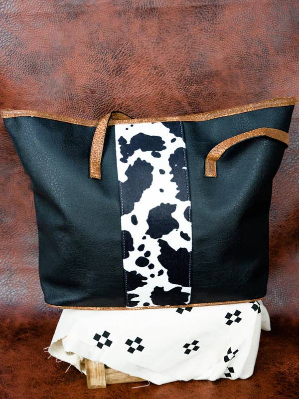 Black Cow Print Bag for wholesale by Hot Mess Mommas Creations