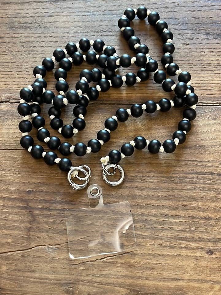 SAC À BANDOULIÈRE EN BOIS POUR CORDON NOIR POUR TÉLÉPHONE PORTABLE BURRO pour la vente par LARA UNDICI ACCESSORI SRLS