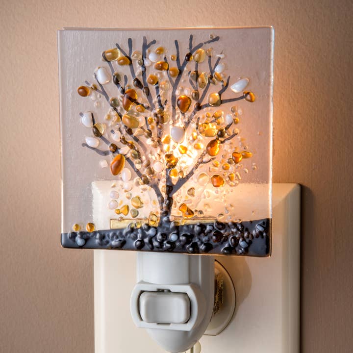 J Devlin Glass Art & Bert Anderson Collection - Wholesale Night Light - Tree Fused Fall Night Light J Devlin Ntl 159 Series4