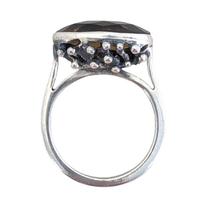 SALE Intrigue Faceted Cognac Quartz Sterling Silver Ring for wholesale by Saraswati Imports