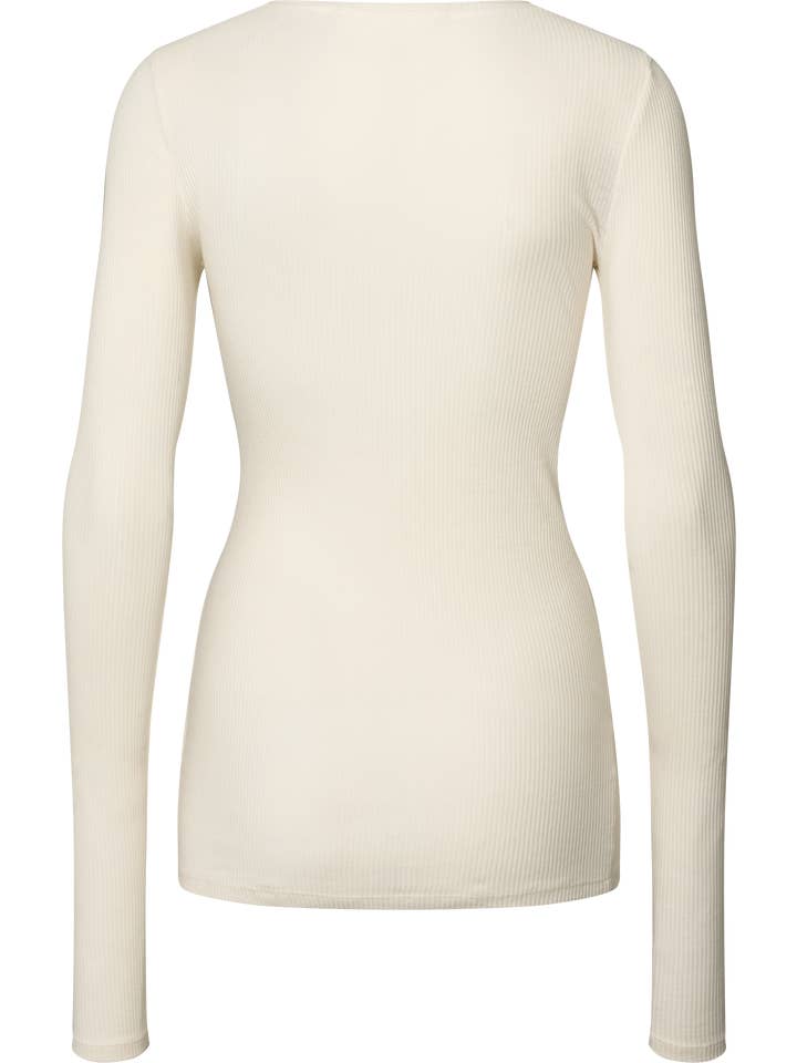 gai-lisva - Wholesale T-Shirt - Women's - Lise L/S Cotton Top 3x2x Rib GOTS 243975 - Off White