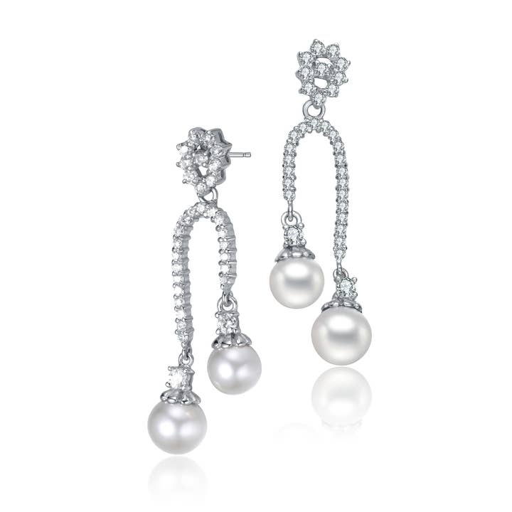 BOUCLE D'OREILLE C.Z & PEARL (1196) pour la vente par Genevive