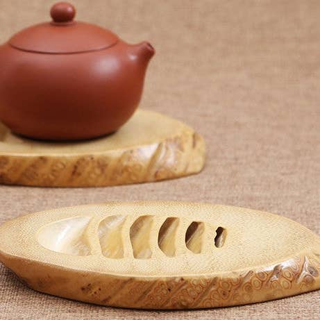 Natural Bamboo Root Coaster Carving Crafts Tea Tray Coffee Tray Placemat for wholesale by everythingbamboo