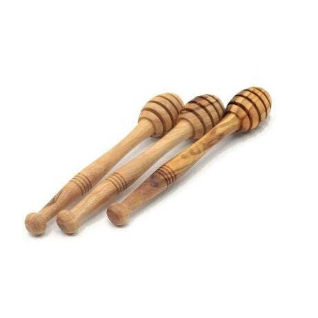 Bearthy - Wholesale Honey Dipper - Mediterranean Olive Wood Honey Dipper & Server Gift