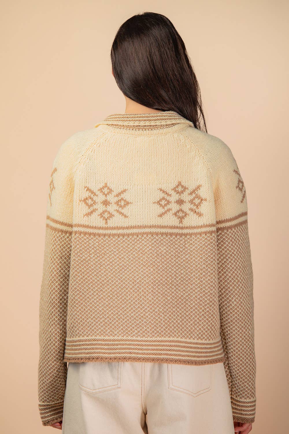 VERY J - Vendita all'ingrosso Cardigan - Donna - Cardigan Maglione a Maglia con Colletto Grafico 12W3511N4