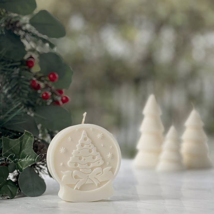 White Holiday Snow Globe for wholesale on Faire