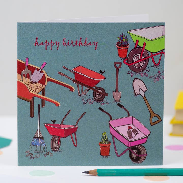 Carte d'anniversaire « brouettes » pour la vente par Fay's Studio