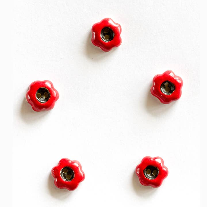 L561 Red Flower Buttons for wholesale by Incomparable Buttons