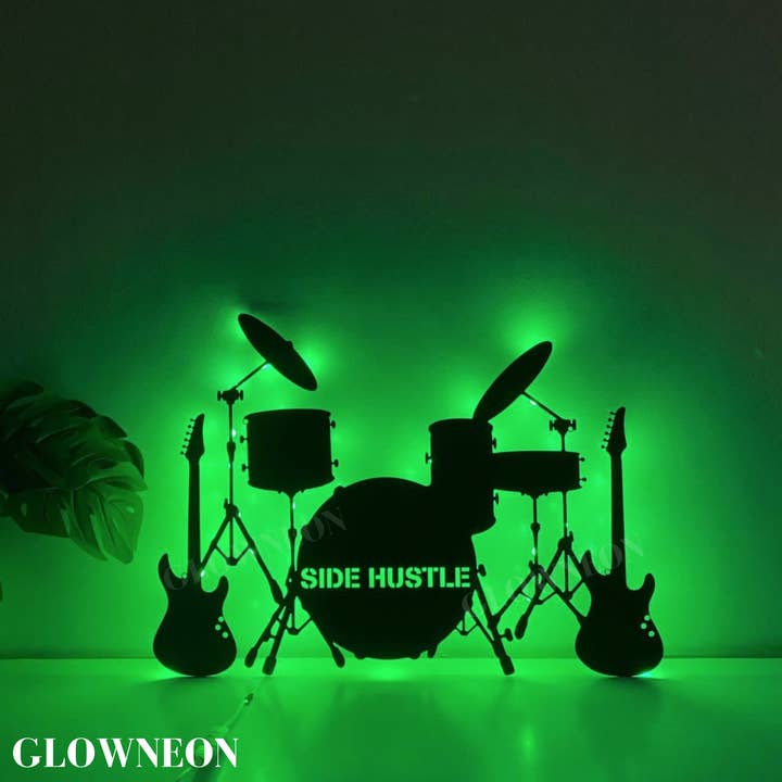Glow Neon - Wholesale Neon Sign - Custom Drum Kit Metal Sign, Drum Music Band Studio Wall Art
