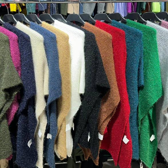 22234B Italian Knit Cozy Warm Poncho with Loop LOOWIE for wholesale by LOOWIE