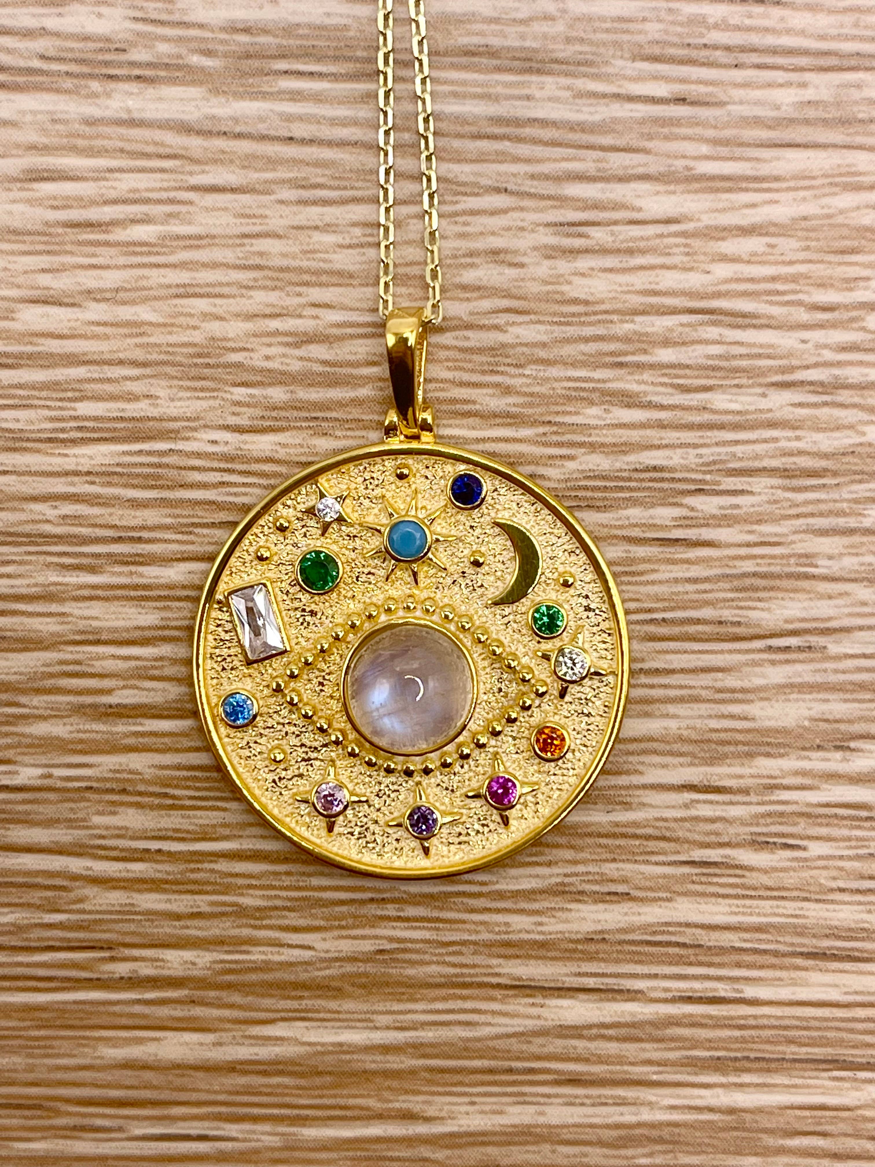 Flesh & Soul - Wholesale Pendant/Charm Necklace - EVIL EYE MOONSTONE Celestial Sterling Silver Necklace 9