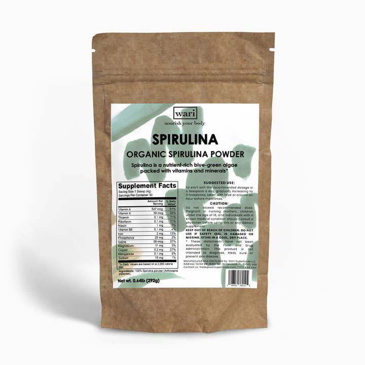 Poudre de Spiruline Bio pour la vente par Wari Superfoods