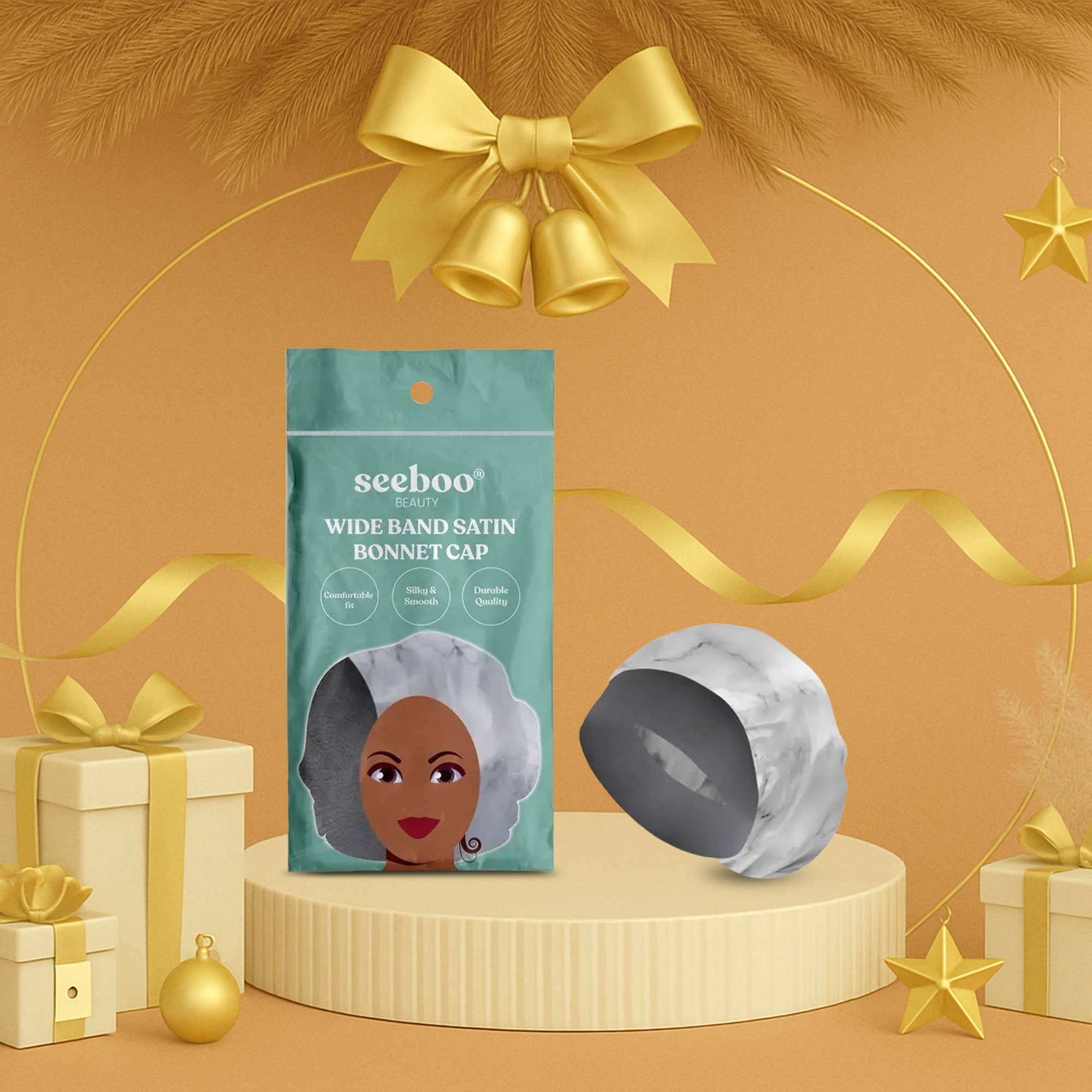 seeboo - Wholesale Sleep Cap / Bonnet - Women's - Wide Band Satin Bonnet Cap - Marble