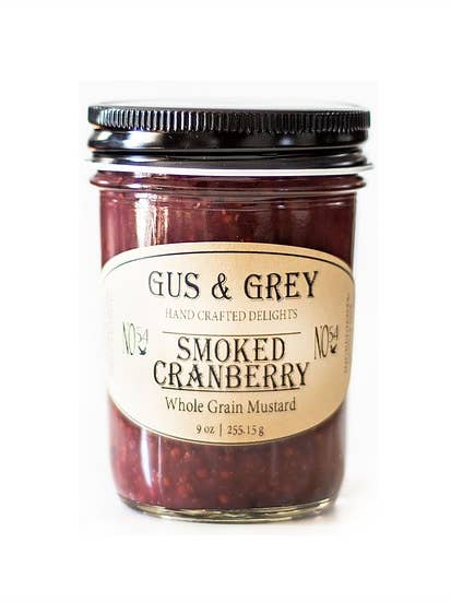 Moutarde à grains entiers aux canneberges fumées pour la vente par Gus & Grey