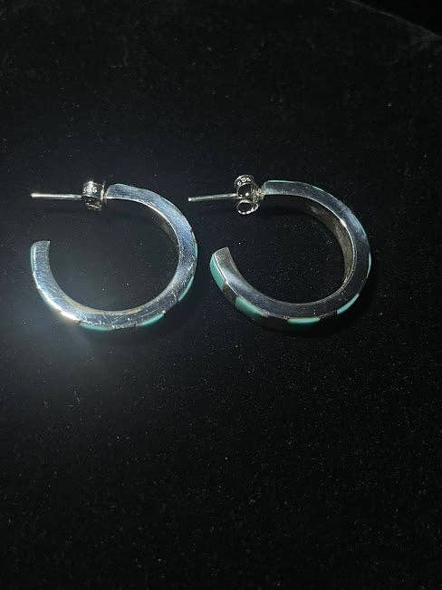 Orecchini a cerchio | Turchese Sonoran autentico per la vendita all'ingrosso da parte di Regul Silver