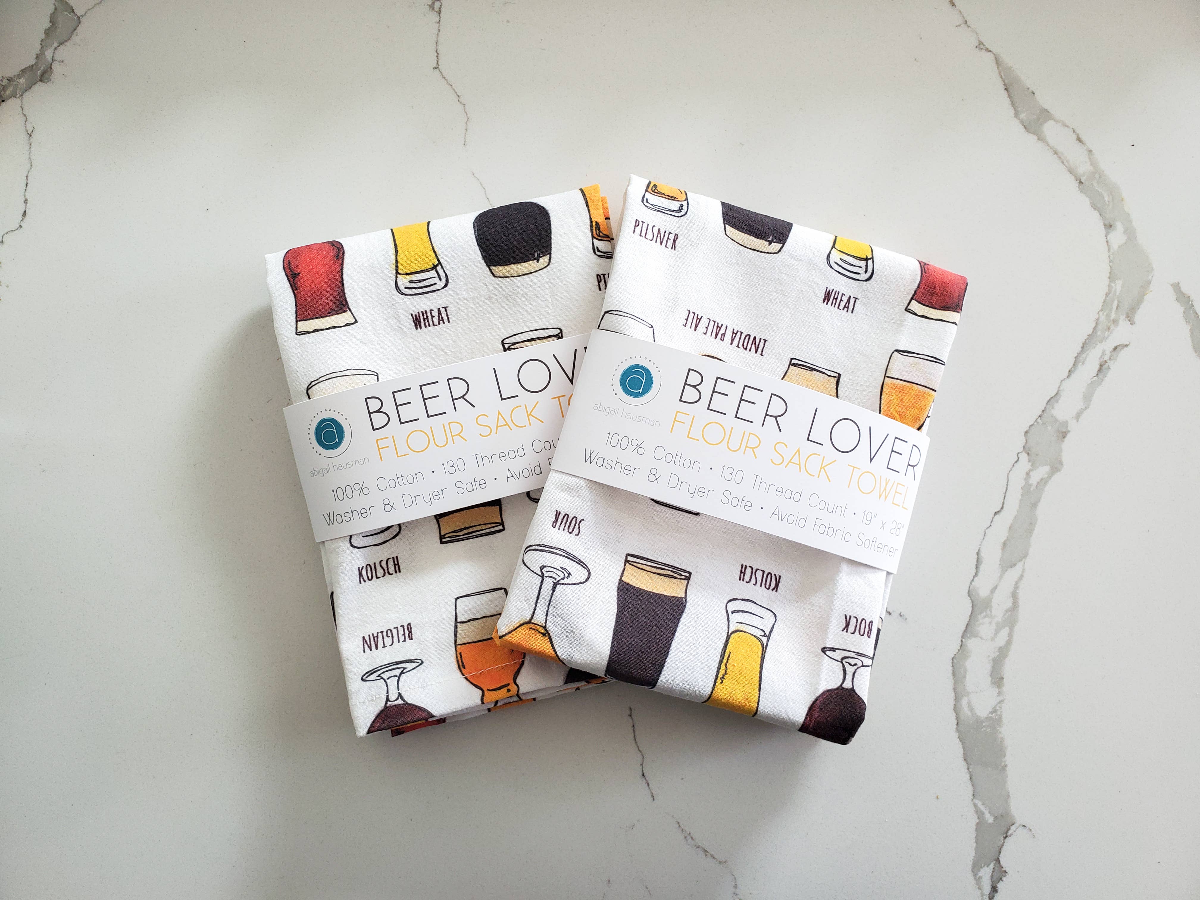 abigail hausman design & illustration - Wholesale Tea Towel - Beer Lover Tea Towel/Flour Sack Towel 19x283