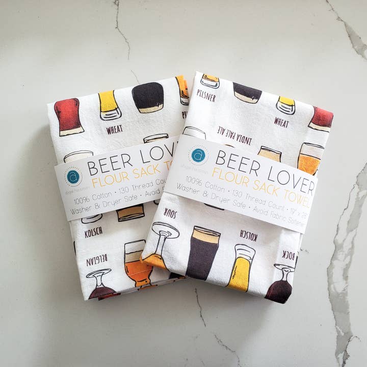 abigail hausman design & illustration - Wholesale Tea Towel - Beer Lover Tea Towel/Flour Sack Towel 19x283