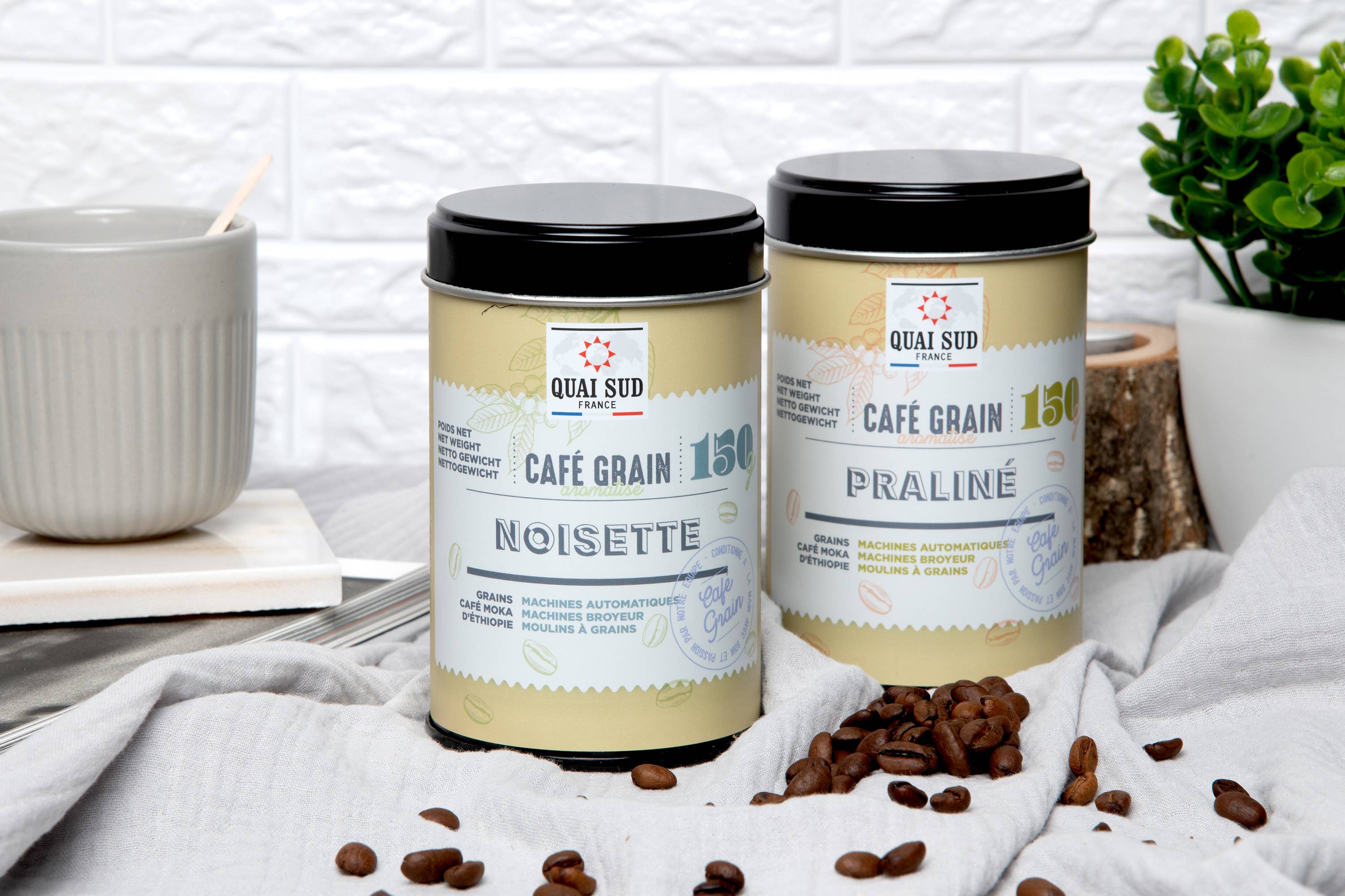 Café en grains 100% arabica aromatisé à la noisette – Quai Sud