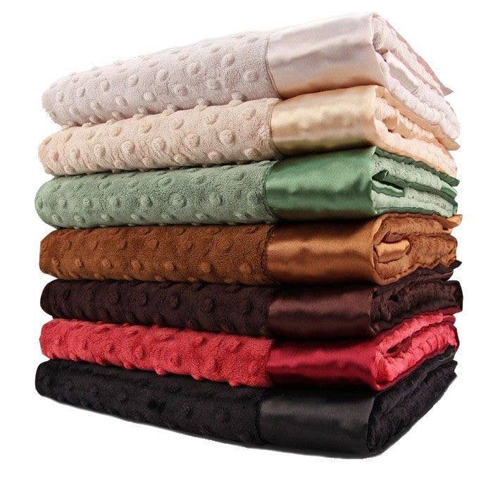 My Blankee - Wholesale Deken - Kinderen en baby - Oranje Minky Dot Flat Satijnen Rand Babydeken