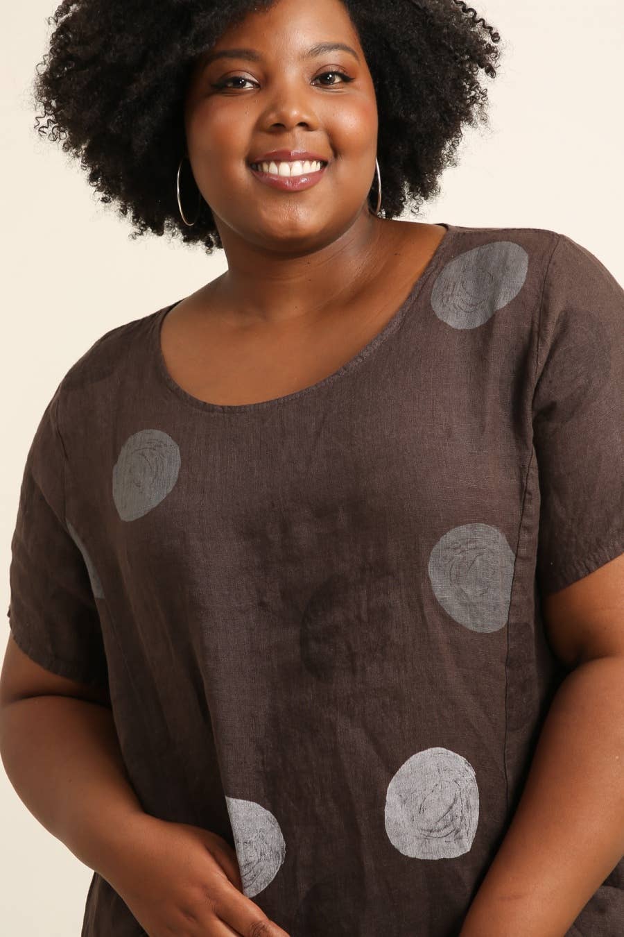 Lea & Luc - Grandes Tailles - Wholesale Dress - Women's - Plus size linen dress printed round SKU 48955