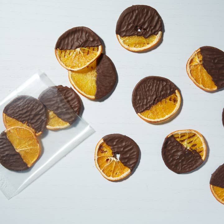 Dardimans California Crisps - Wholesale Chocolate Covered Sweets - Crispy Dark Chocolate Orange Slices | Snack Pack w/Tray-New!