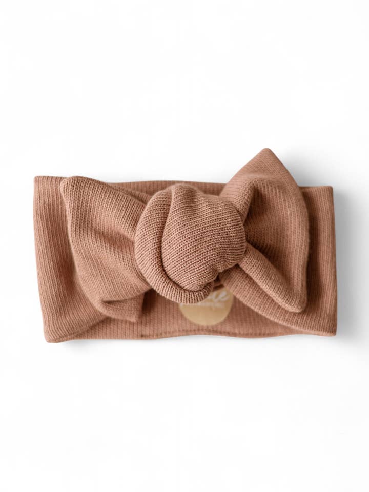 Bow Headband / Cotton Knit - Peach for wholesale by PETITE EvelinaApparel